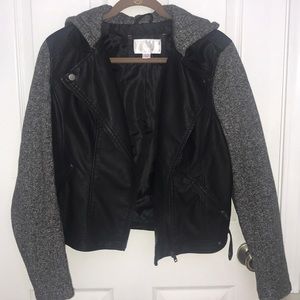 Xhilaration Black and Gray Leather Moto Jacket